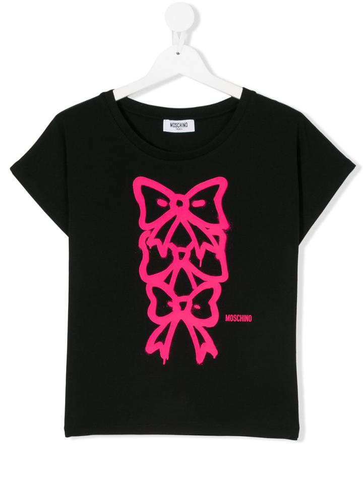 Moschino Kids Bow Print T-shirt - Black