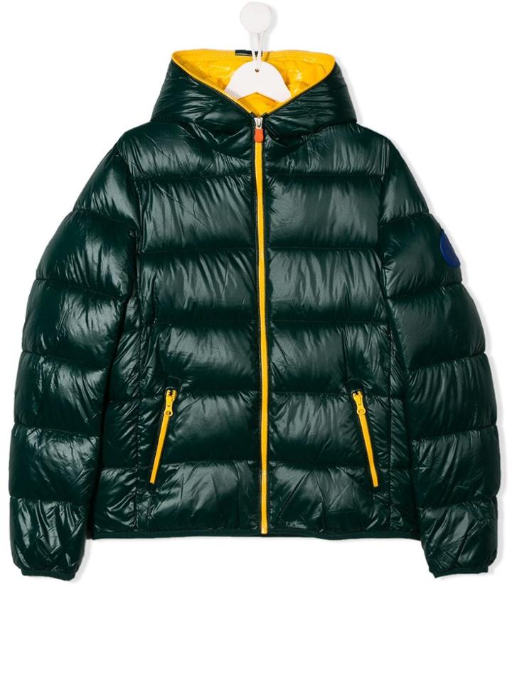 Save The Duck Kids Teen Hooded Puffer Coat - Green