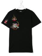 Diesel Kids Dragon Embroidered T-shirt - Black