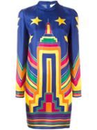 Valentino Empire State Printed Dress, Women's, Size: 38, Blue, Silk