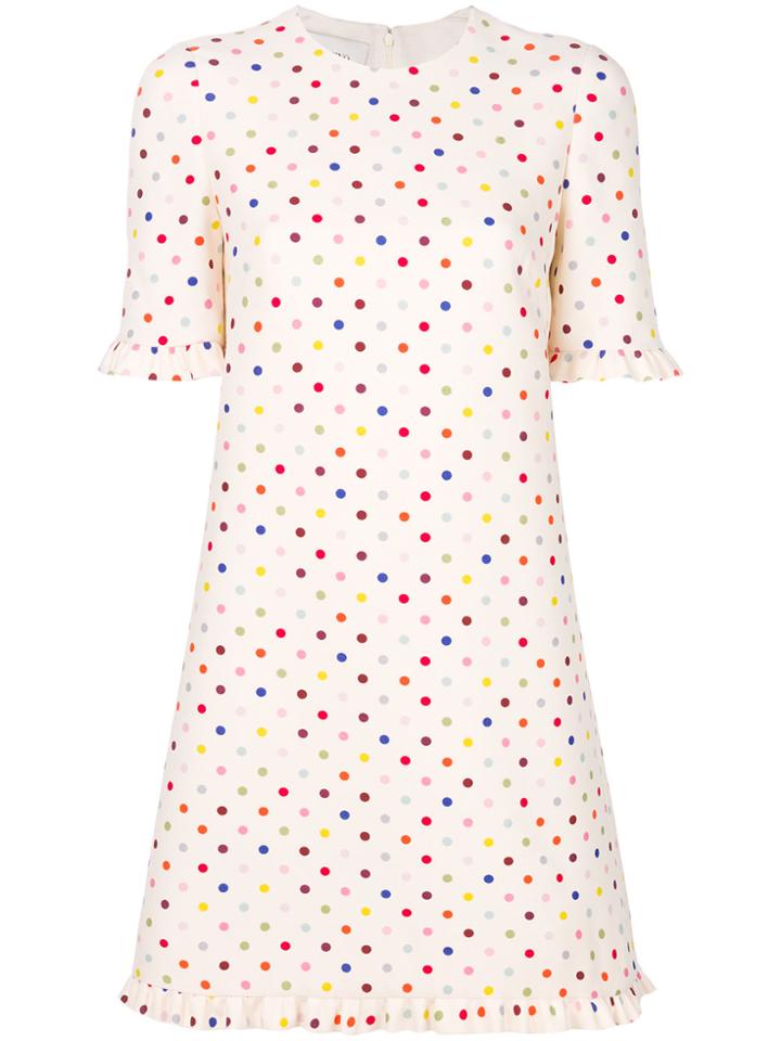 Valentino Polka Dot Print Mini Dress - Nude & Neutrals