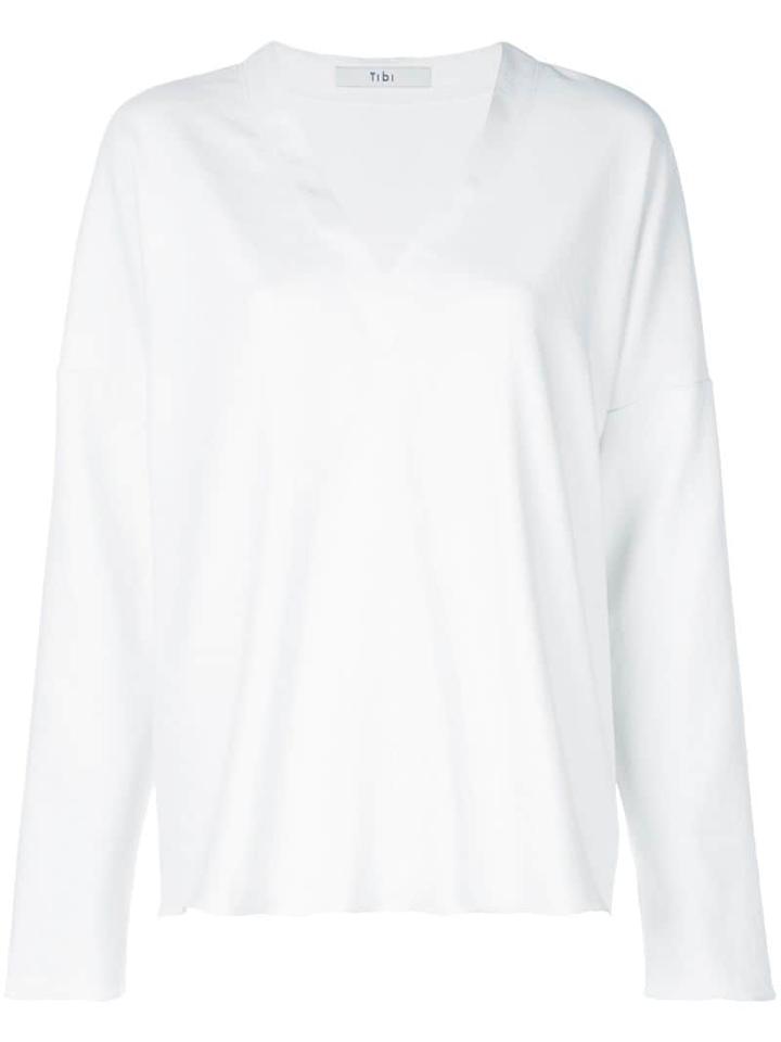 Tibi Draped V-neck Top - Neutrals