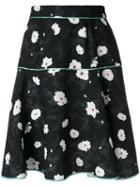 Carven - Floral Flared Skirt - Women - Polyester - 40, Black, Polyester