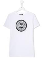 Balmain Kids Teen Emblem Print T-shirt - White