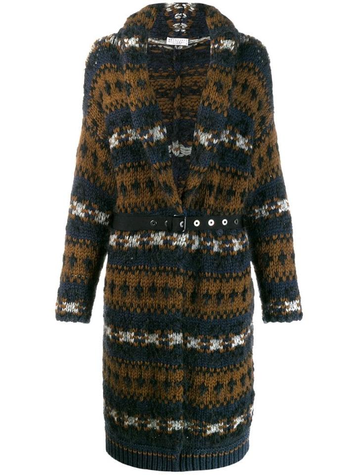 Brunello Cucinelli Chunky Knit Cardi Coat - Brown