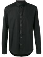 Les Hommes - Studded Tie Placket Shirt - Men - Cotton/spandex/elastane - 44, Black, Cotton/spandex/elastane