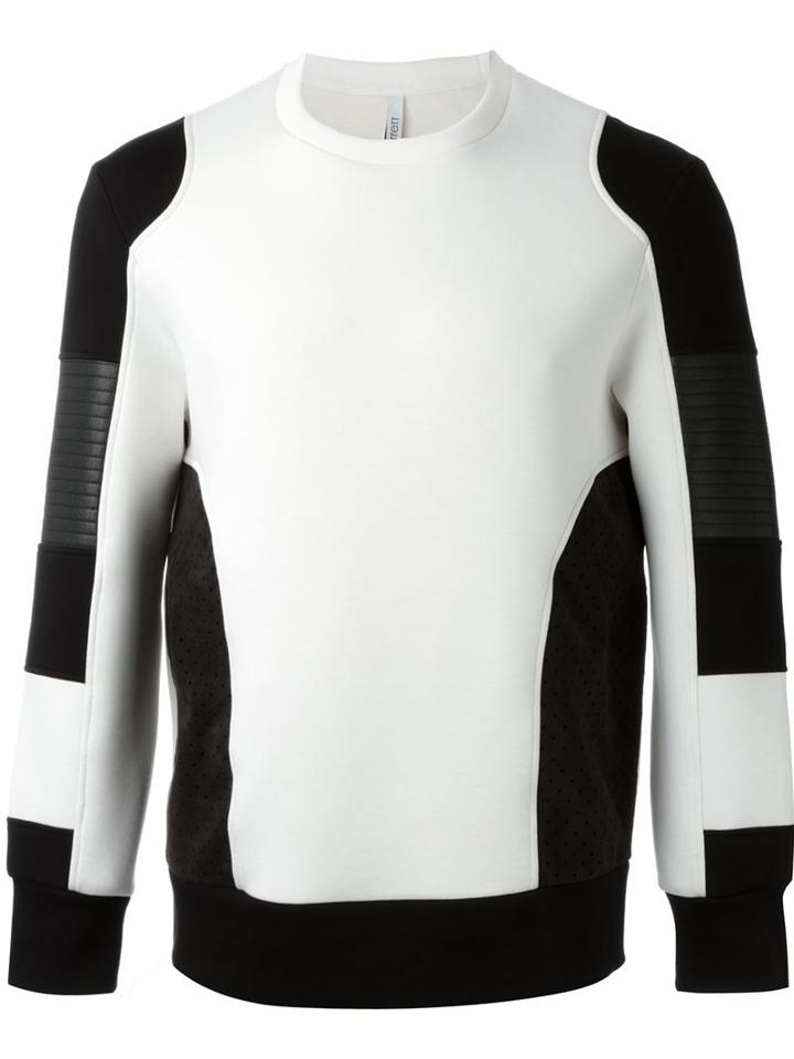 Neil Barrett Colour Block Sweatshirt, Men's, Size: S, White, Viscose/spandex/elastane/lyocell/polyurethane