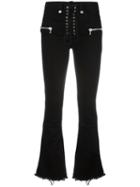 Unravel Project Drawstring Flared Trousers, Women's, Size: 28, Black, Cotton/polyester/spandex/elastane