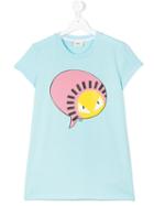 Fendi Kids - Teen Face Graphic T-shirt - Kids - Cotton/spandex/elastane - 14 Yrs, Blue