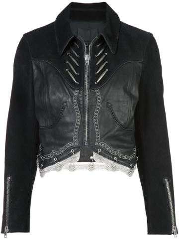 Alexander Wang Stud And Chain Detail Cropped Jacket - Black
