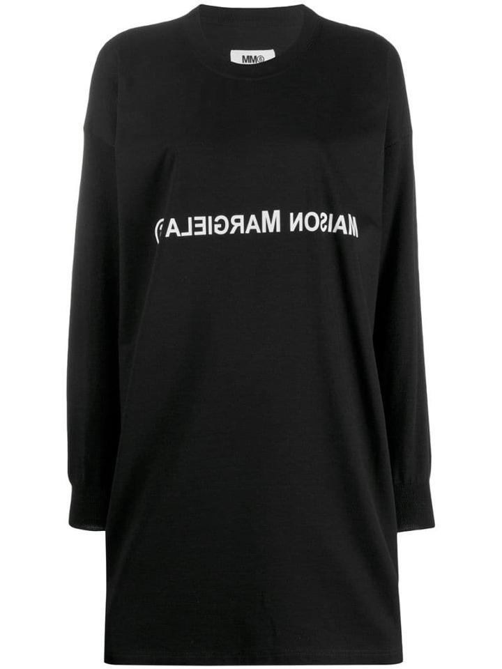 Mm6 Maison Margiela Reversed Logo Jersey Dress - Black