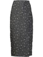 Brock Collection 'dark Floral' Skirt, Women's, Size: 4, Grey, Silk/nylon/polyester