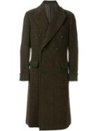 Caruso Double Breasted Coat, Men's, Size: 48, Green, Polyamide/alpaca