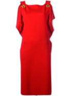 Alberta Ferretti Lateral Flounces Straight Cut Dress, Women's, Size: 42, Red, Rayon/polyamide/other Fibers