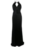 Roberto Cavalli Embellished Collar Gown - Black