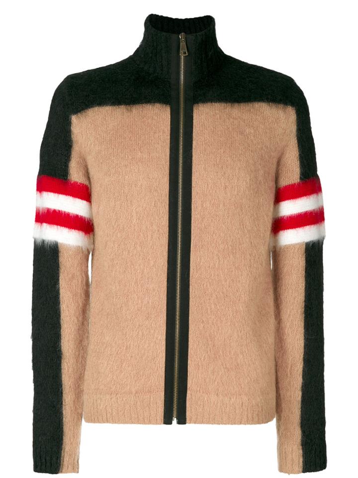 No21 Colour Block Zip Up Cardigan - Nude & Neutrals