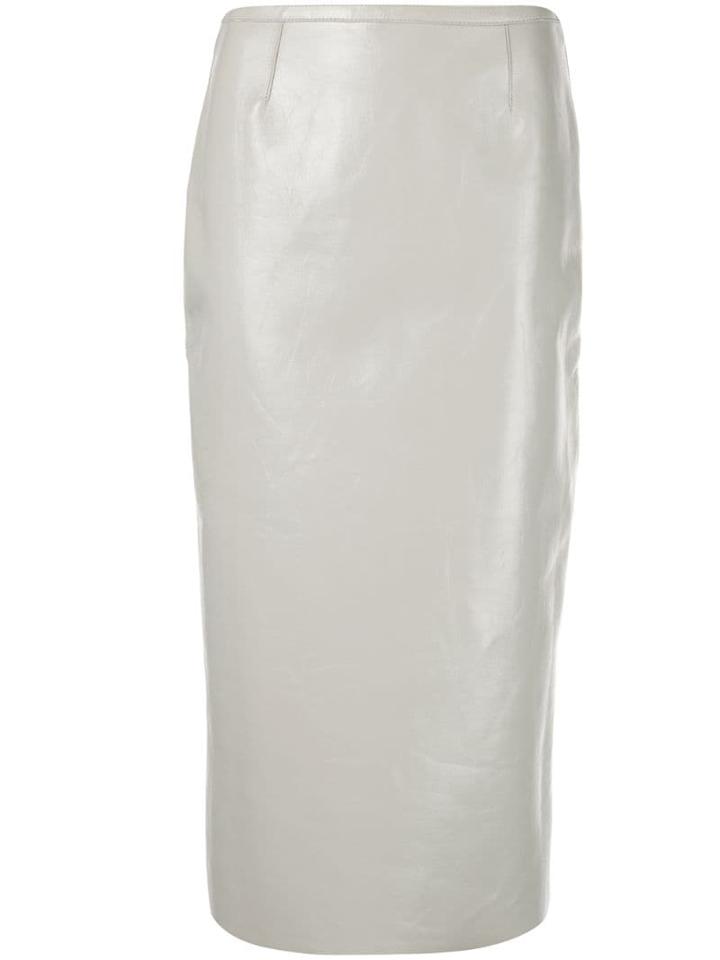 Rochas Fitted Leather Skirt - Neutrals