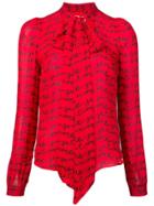 Milly Printed Pussy Bow Blouse - Red