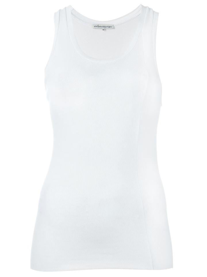 Stefano Mortari Plain Tank Top, Women's, Size: 38, White, Spandex/elastane/viscose