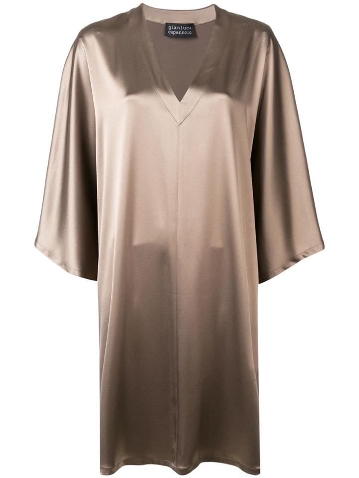Gianluca Capannolo Metallic Draped Dress - Brown
