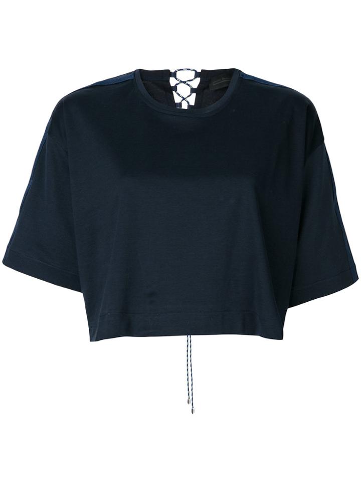 Diesel Black Gold Woven Tie Back Cropped T-shirt - Blue