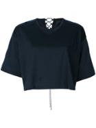 Diesel Black Gold Woven Tie Back Cropped T-shirt - Blue