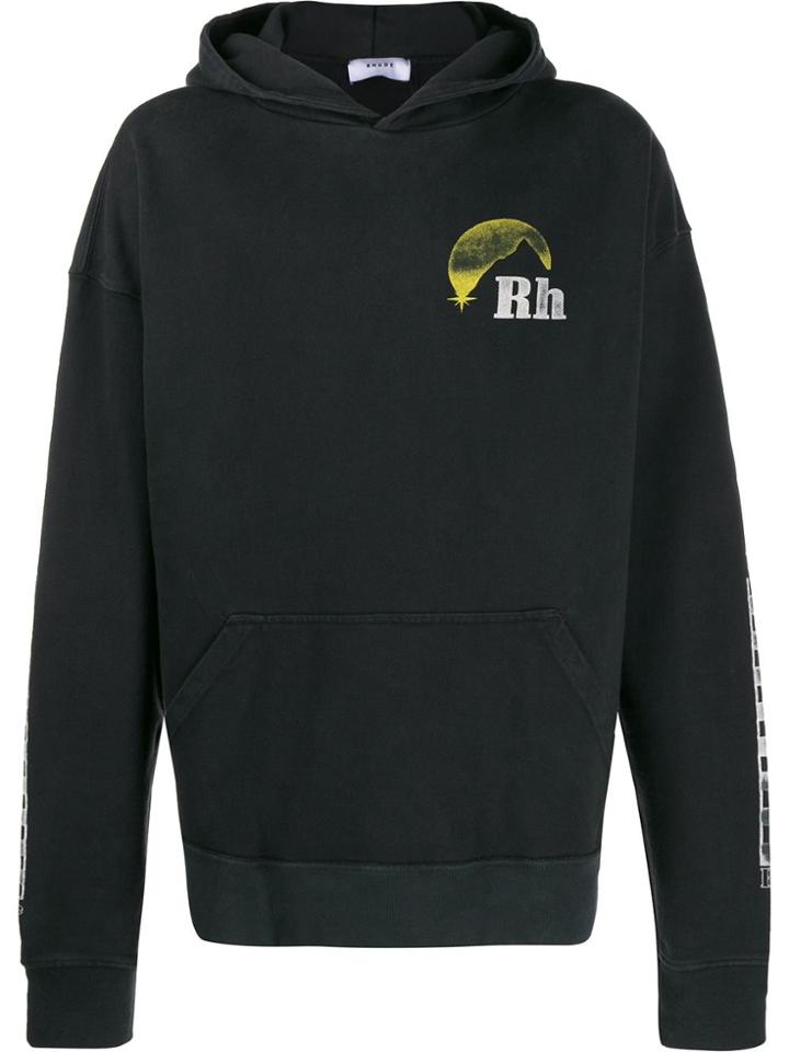 Rhude Mountain Logo Print Hoodie - Black