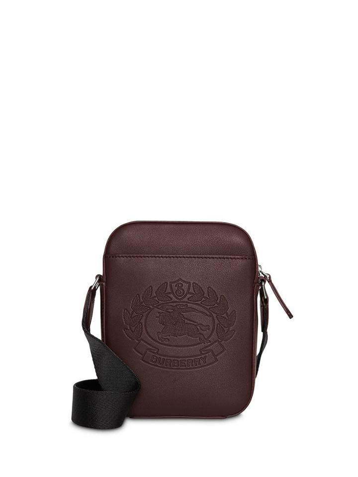 Burberry Small Embossed Crest Leather Crossbody Bag - Brown