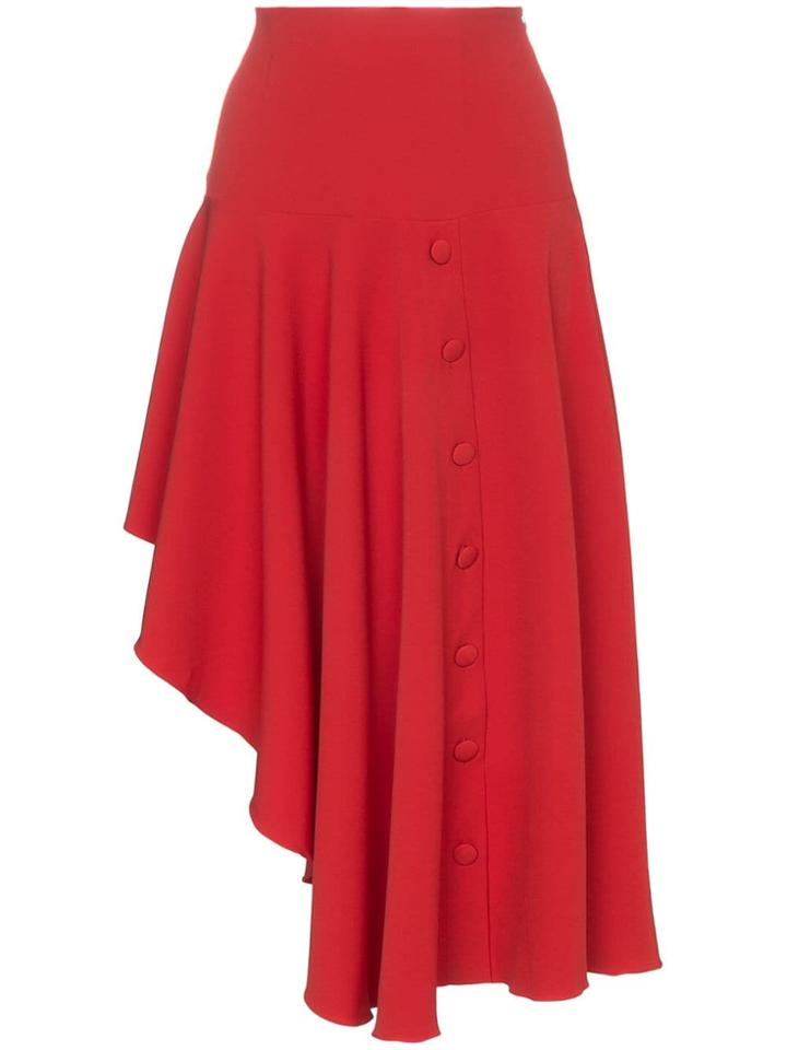 Matériel Asymmetric Button Detail Midi Skirt - Red