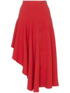 Matériel Asymmetric Button Detail Midi Skirt - Red