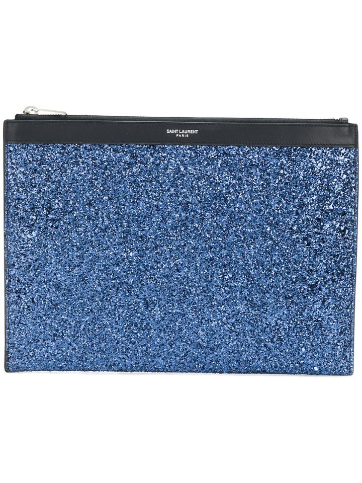 Saint Laurent East/west Saint Laurent Paris Tablet Case - Blue