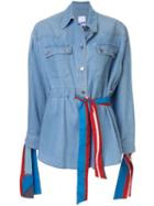 Sjyp Scarf Embellished Denim Shirt - Blue