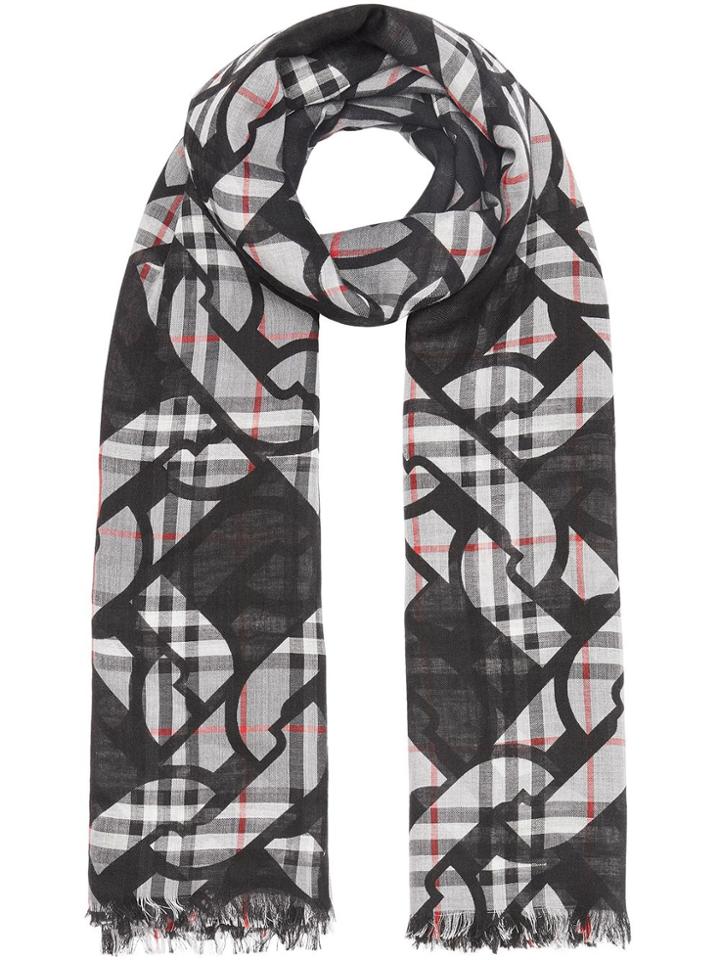 Burberry Link Print Vintage Check Large Square Scarf - Black