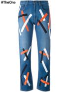 Christopher Kane Printed Bolster Jeans, Women's, Size: 24, Blue, Cotton
