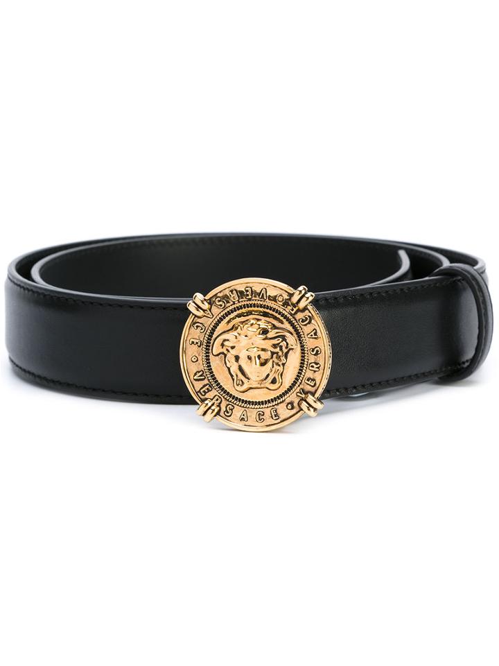Versace Vanitas Buckle Belt, Men's, Size: 95, Black, Leather