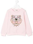 Kenzo Kids - Embroidered Tiger Sweatshirt - Kids - Cotton - 12 Yrs, Pink/purple