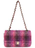 Chanel Vintage Quilted Tweed Flap Chain Shoulder Bag, Women's, Pink/purple