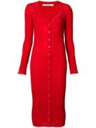 Givenchy - Ribbed Long Length Cardigan - Women - Wool - Xs, Red, Wool