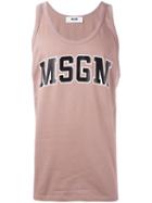 Msgm Logo Print Top, Men's, Size: Xl, Pink/purple, Cotton