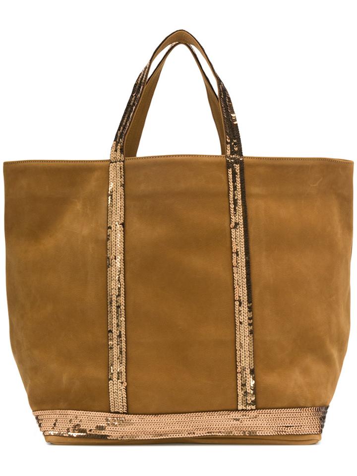 Vanessa Bruno Sequin Trim Tote - Brown