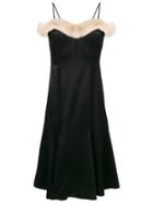 Blumarine Fur Trimmed Fitted Dress - Black