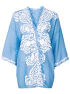 P.a.r.o.s.h. Contrast Embroidered Kimono Jacket - Blue