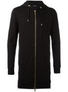 Balmain Long Zip Hoodie, Men's, Size: Large, Black, Cotton
