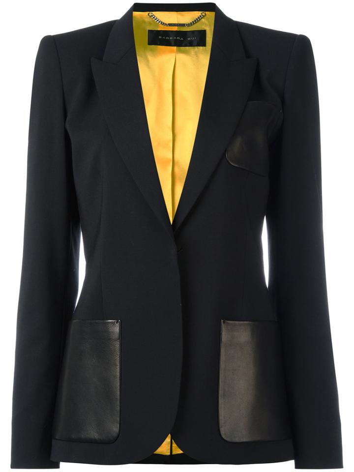 Barbara Bui Classic Blazer, Women's, Size: 38, Black, Lamb Skin/spandex/elastane/wool/viscose