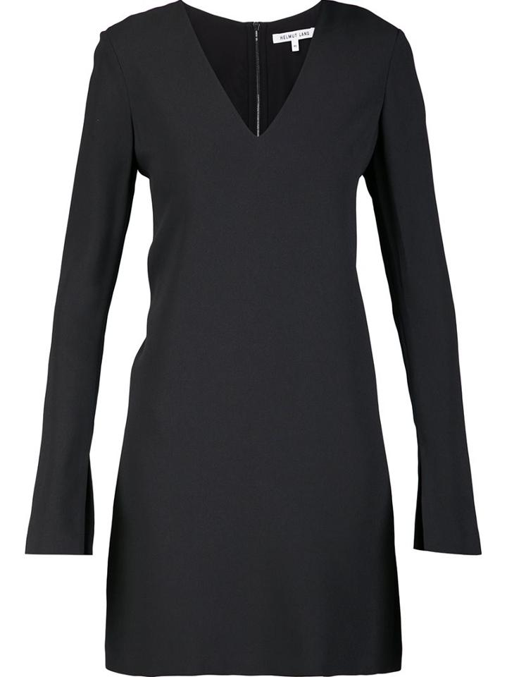 Helmut Lang V-neck Fitted Dress, Women's, Size: Xs, Black, Silk/spandex/elastane/acetate/viscose