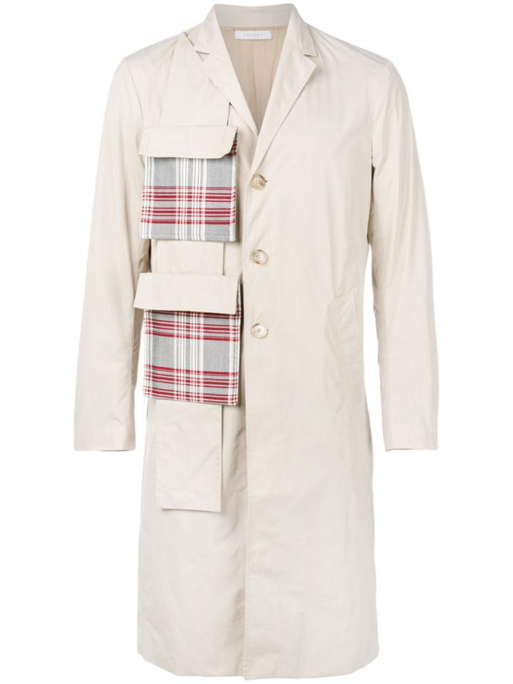 Delada Tartan Solid Pocket Coat - Nude & Neutrals