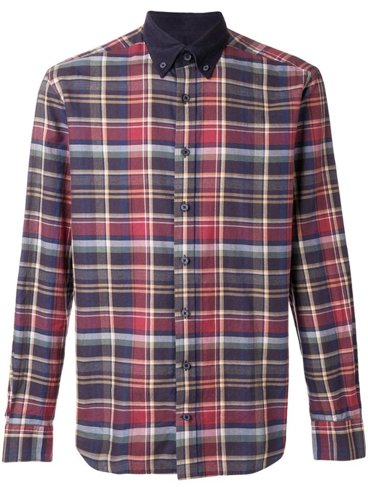 Hackett Contrast Collar Plaid Shirt - Red