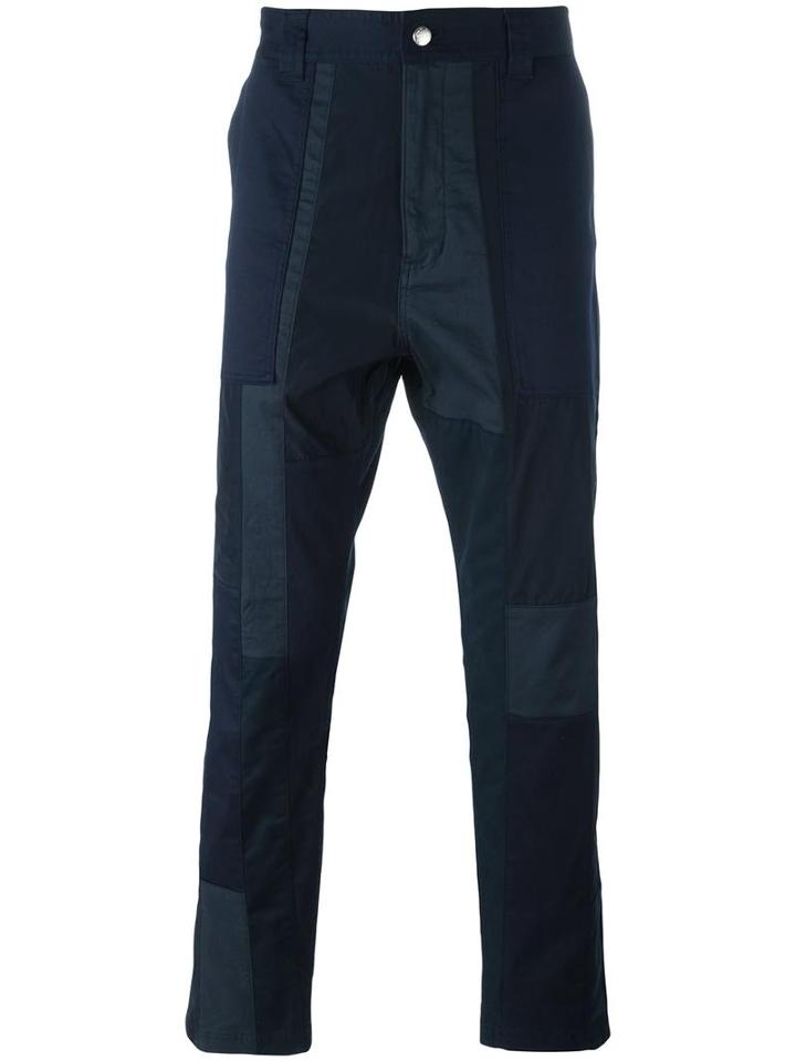 White Mountaineering Tonal Tapered Trousers, Men's, Size: 1, Blue, Cotton/polyurethane