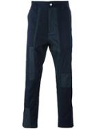 White Mountaineering Tonal Tapered Trousers, Men's, Size: 1, Blue, Cotton/polyurethane
