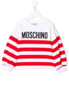 Moschino Kids Teen Logo Striped Sweatshirt - White
